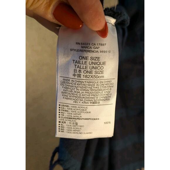 GAP Preppy Striped Scarf – NWT Blue & Teal Soft Lightweight 22"x73" Short Fringe - Picture 3 of 5